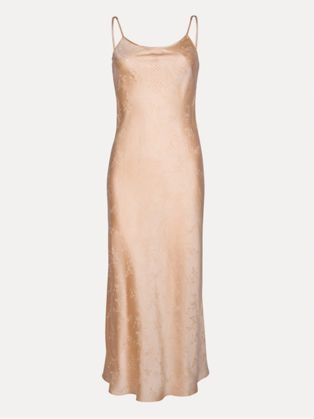 Realisation Par Peach Satin Slip Dress with Delicate Jacquard